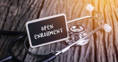 Open Enrollment Sign with Stethoscope