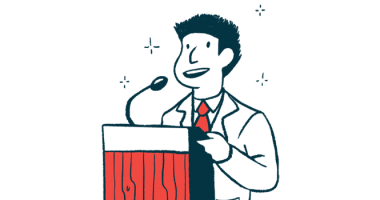 MDA Clinical & Scientific Conference | Muscular Dystrophy News | illustration of speaker at podium