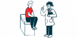Illustration of doctor talking to patient.