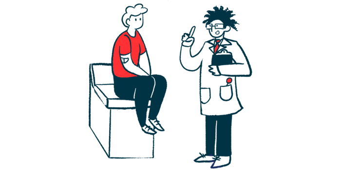 Illustration of doctor talking to patient.
