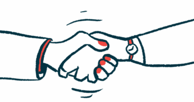 An illustration of two people shaking hands, showing an agreement.
