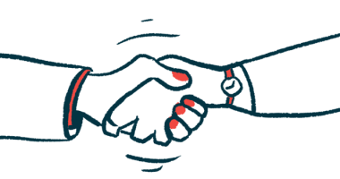 An illustration of two people shaking hands, showing an agreement.