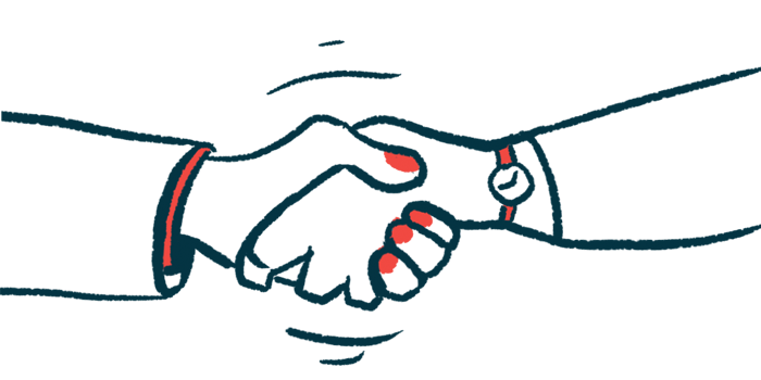 Illustration of two people shaking hands.