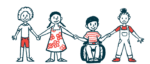 Illustration of children holding hands.