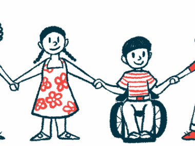 Illustration of children holding hands.