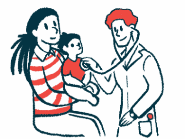 A doctor checks a child with a stethoscope.