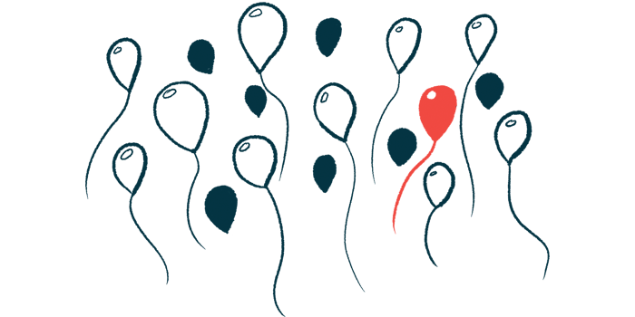 An illustration of a red balloon among black and white ones.