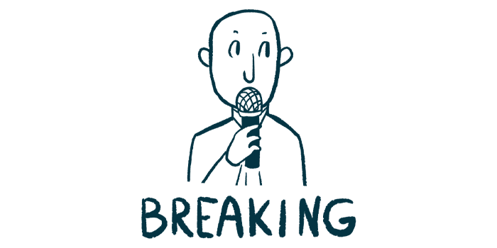 A breaking news illustration shows a person speaking into a microphone.