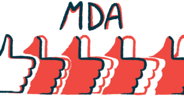 A thumbs-up illustration for the Muscular Dystrophy Association conference.