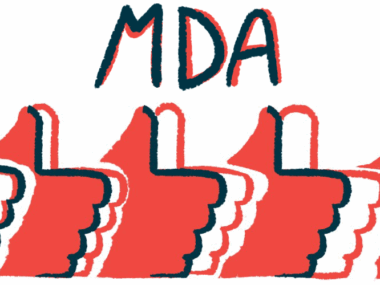 The name MDA is seen atop a row of multiple hands giving the thumbs-up sign.
