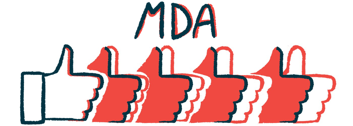 A thumbs-up illustration for the Muscular Dystrophy Association conference.