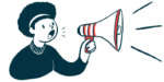 Illustration of woman using a megaphone.