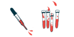 A tube squirting drops of a liquid is shown alongside tubes collecting the drops.