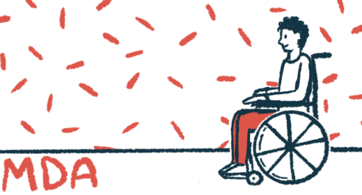 An illustration for the Muscular Dystrophy Association’s (MDA) Clinical & Scientific Conference shows a person in a wheelchair and the acronym MDA.