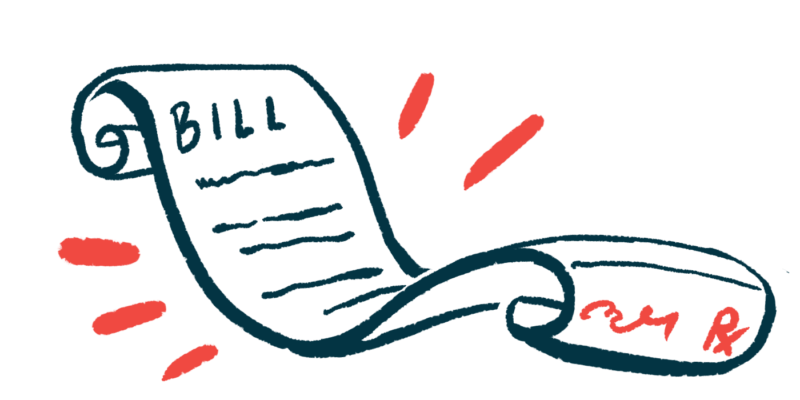 An illustration of an article of legislation with the word 'bill' written atop it.